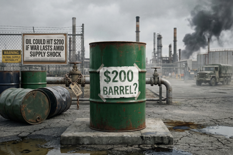 Oil Could Hit $200 if War Lasts Amid Supply Shock