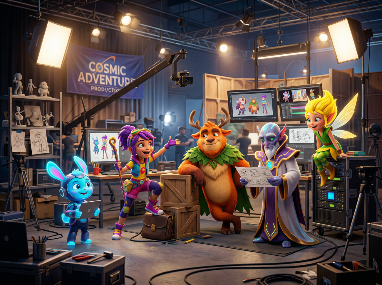 animation movie characters concept colorful 3d cinematic studio environment