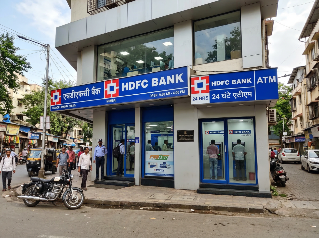 hdfc bank branch india exterior signage atm
