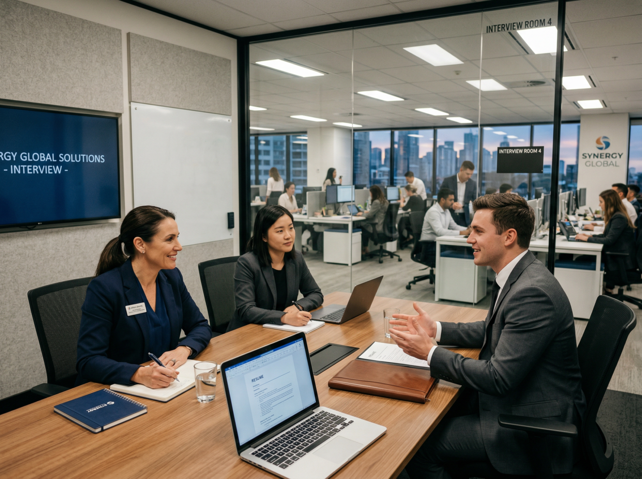 job interview hiring process professional corporate environment realistic