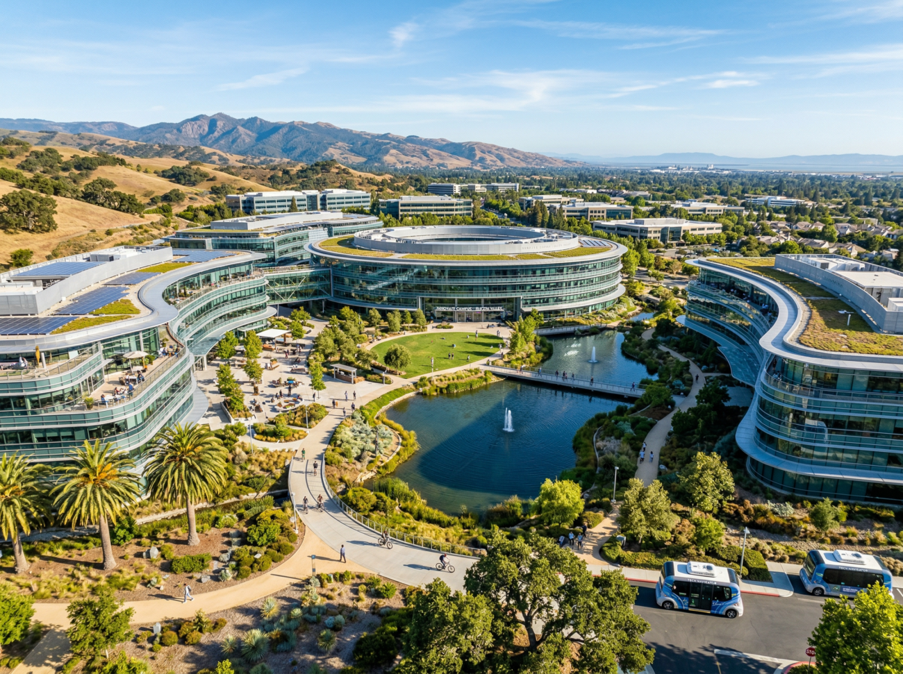 silicon valley tech campus modern office buildings california futuristic technology