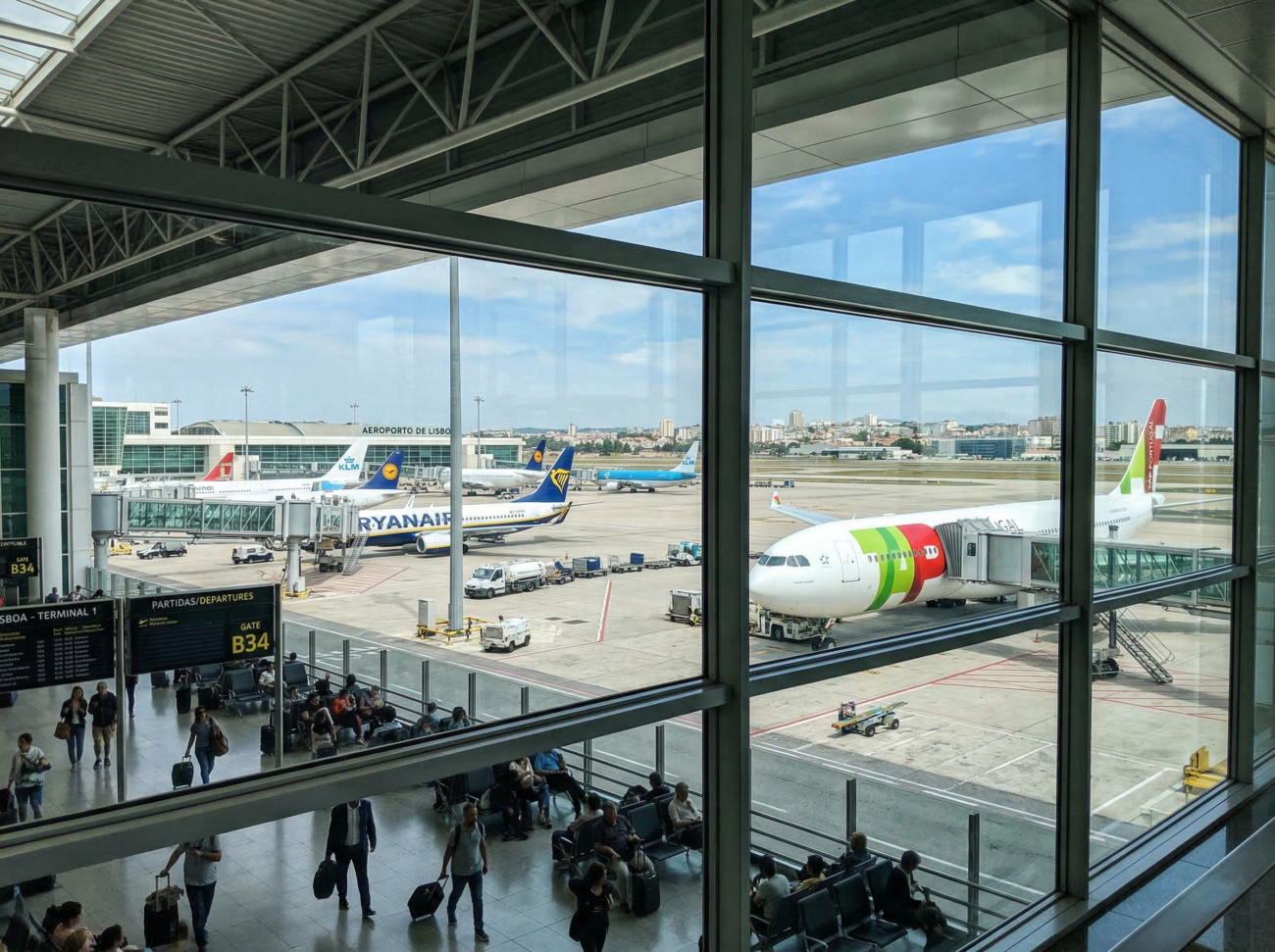 airport lisbon terminal aircraft european airline hub