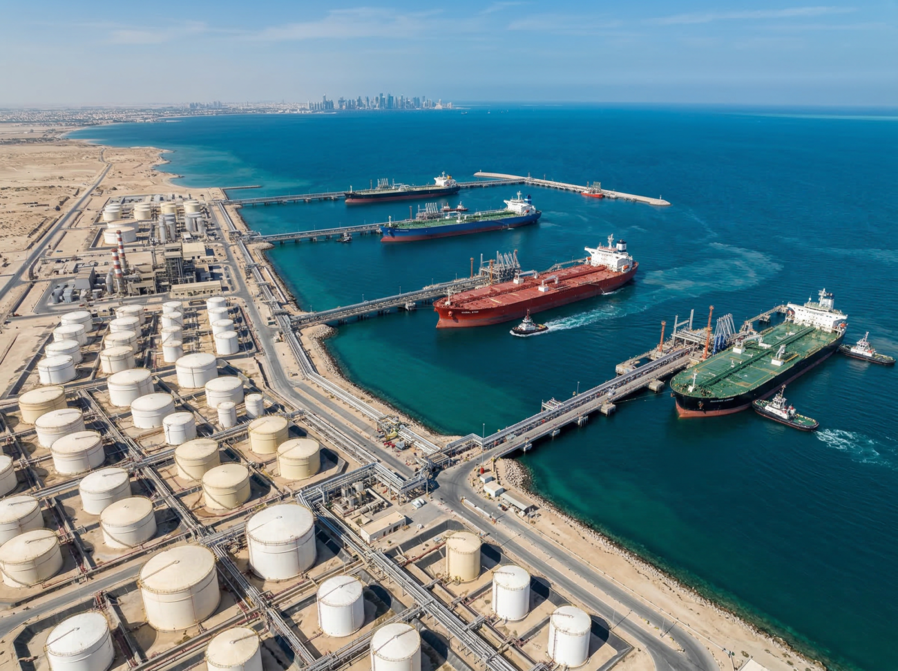 oil terminal persian gulf tanker loading facility aerial view