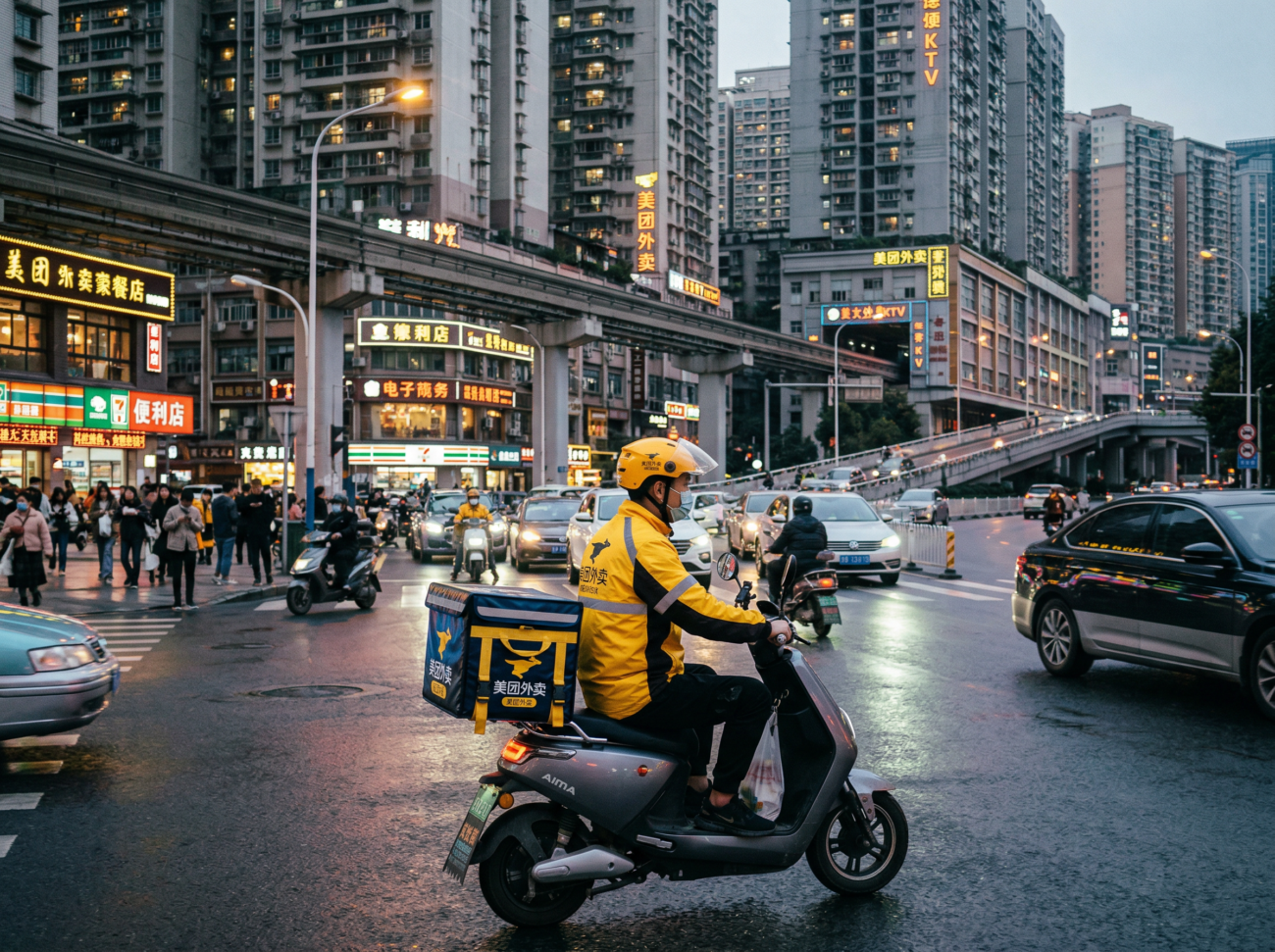 china food delivery rider urban city ecommerce logistics