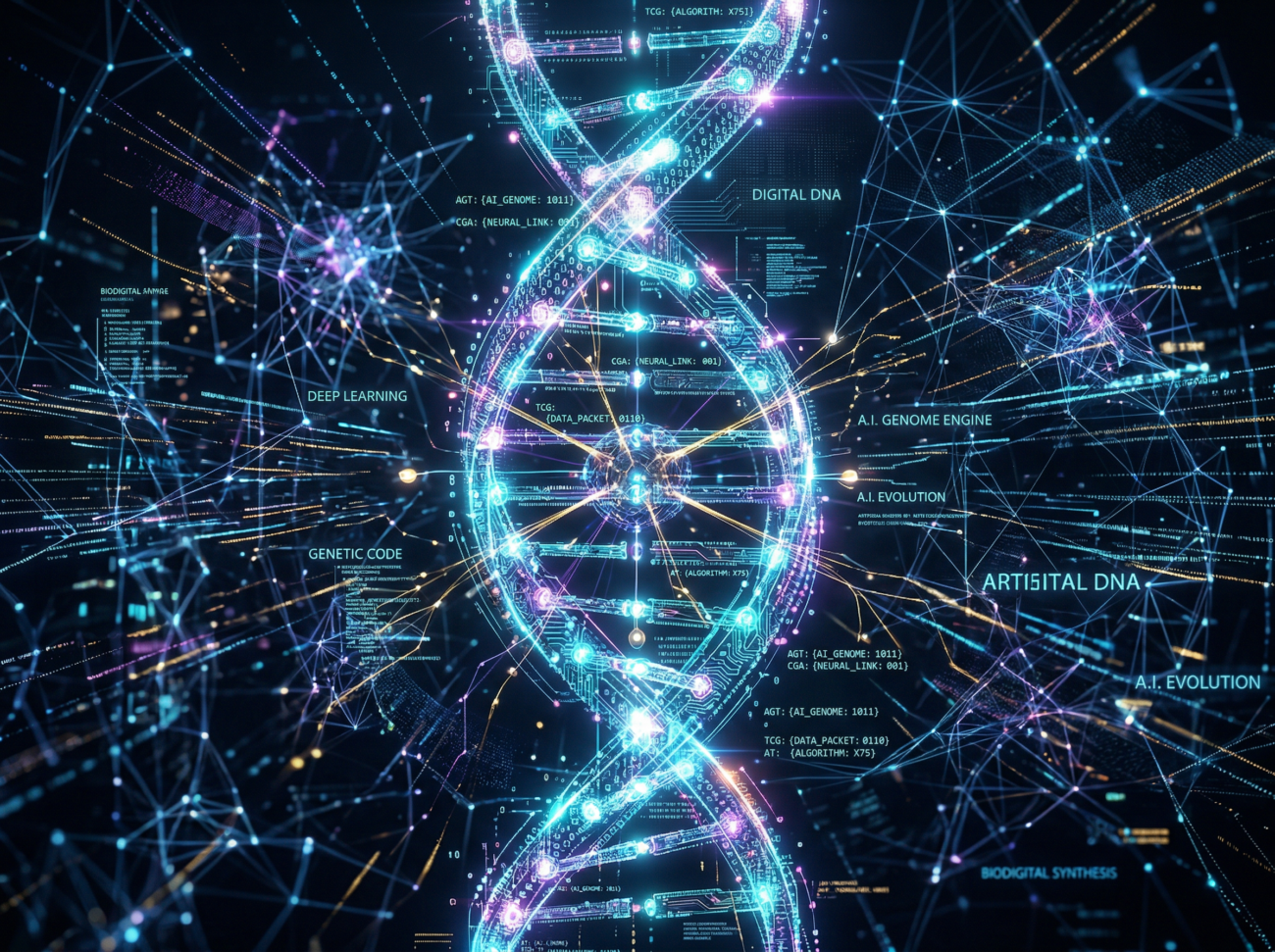 digital DNA molecule AI