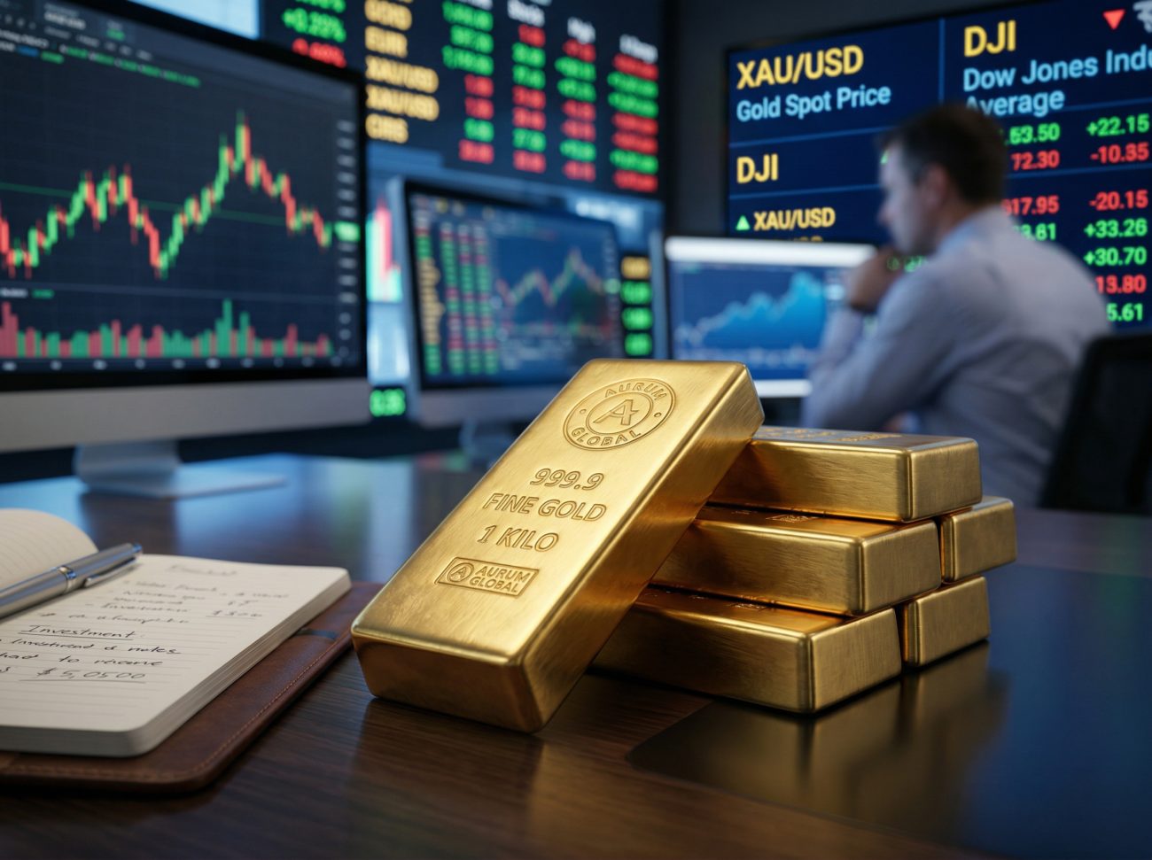 gold bars financial market concept wealth investment macro