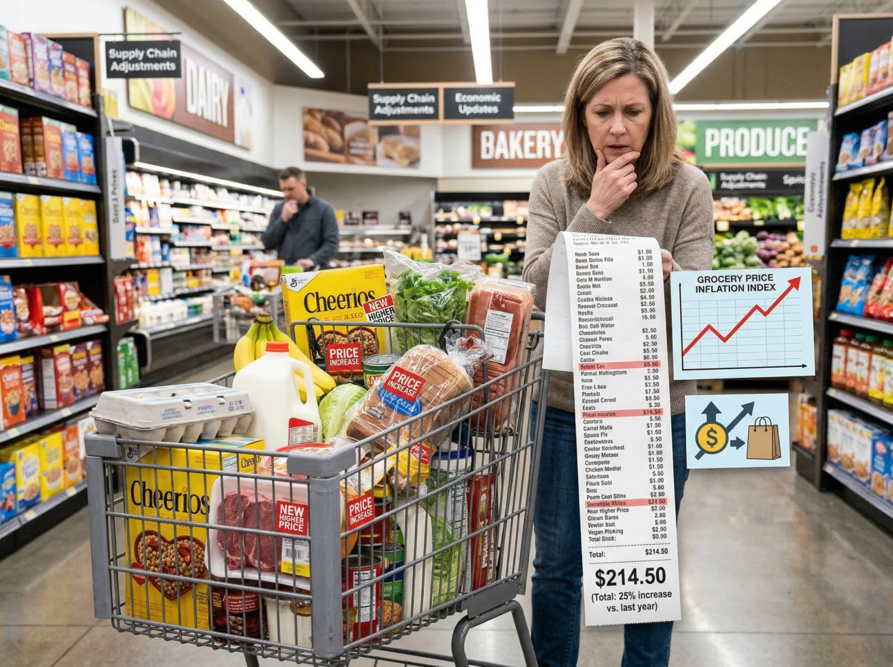shopping cart groceries price inflation economic concept
