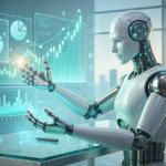 AI disruption finance concept robot and charts