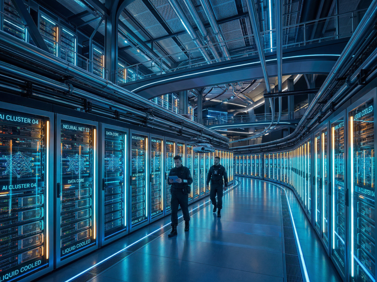 AI data center servers futuristic