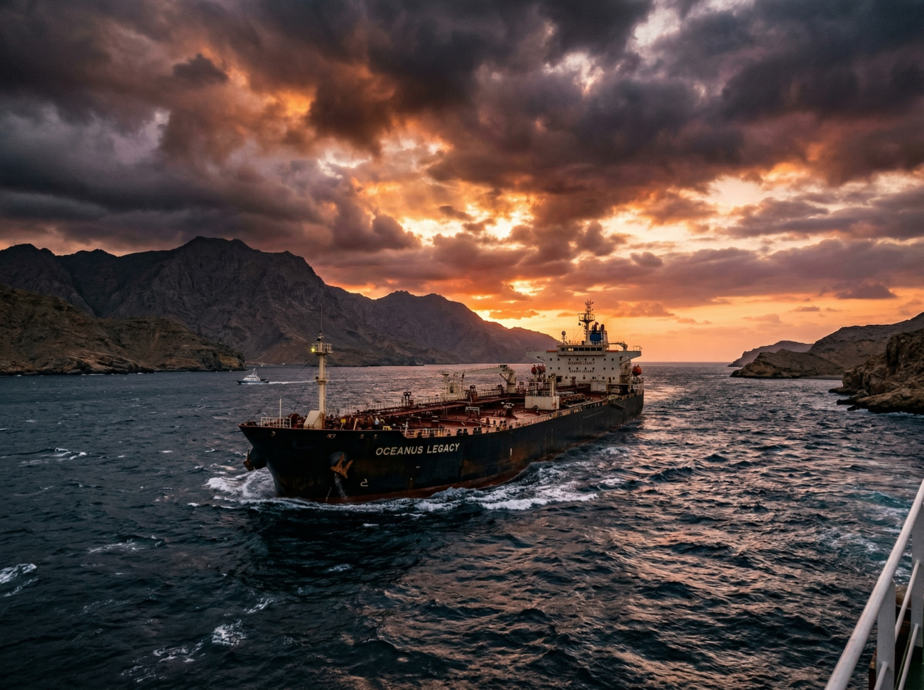 oil tanker strait of hormuz dramatic sky
