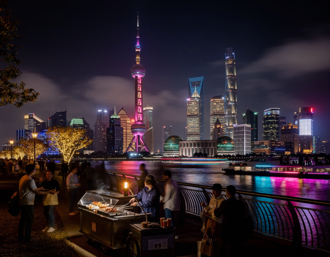 Shanghai skyline night economy