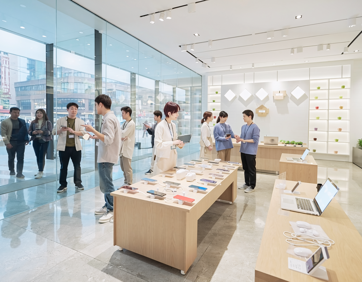 apple store china customers shopping
