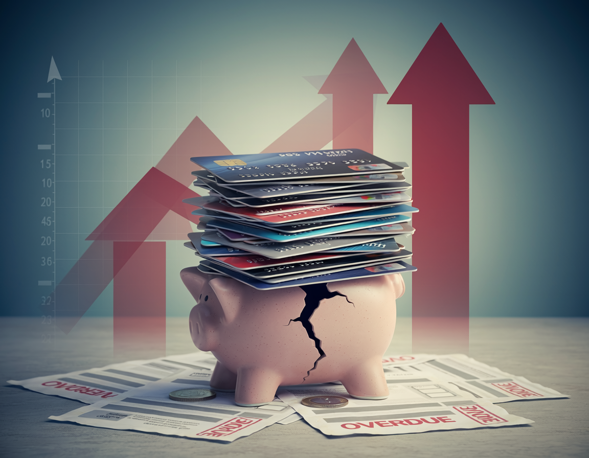 credit card debt concept rising defaults