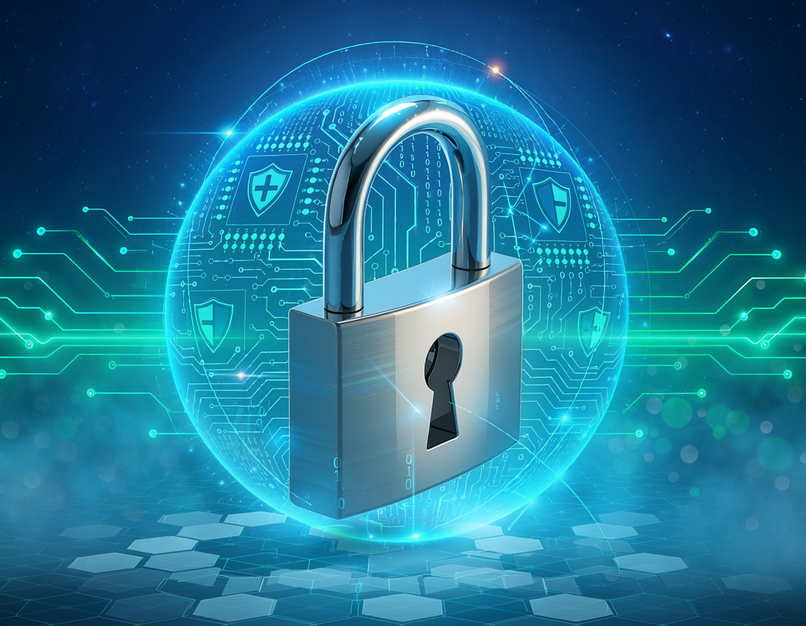 cyber security data protection lock digital background