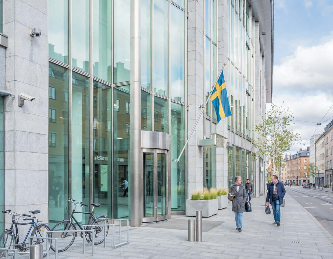 european bank office exterior sweden
