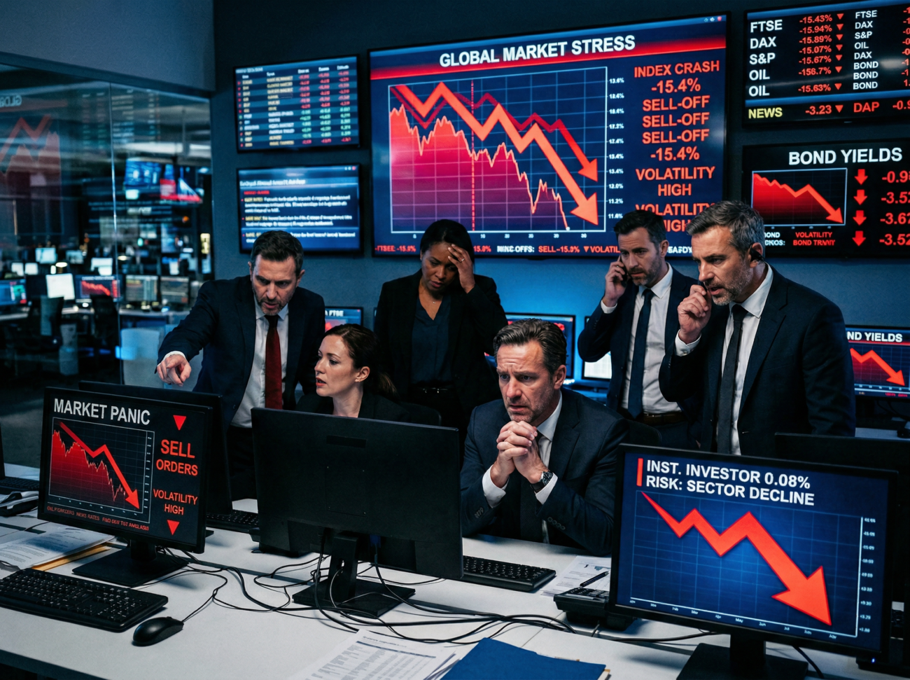 financial market stress red arrows institutional investors