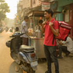 food delivery rider india zomato bag