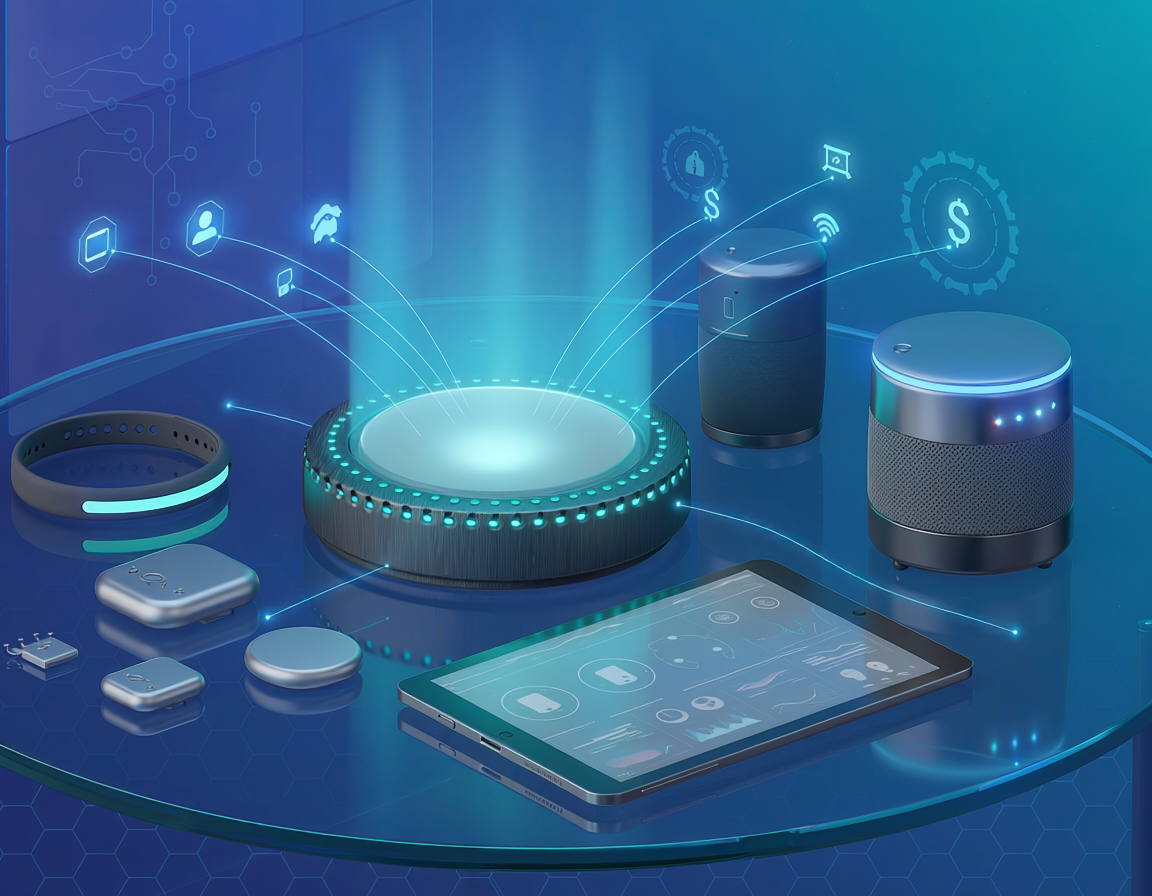 futuristic tech ecosystem devices connected