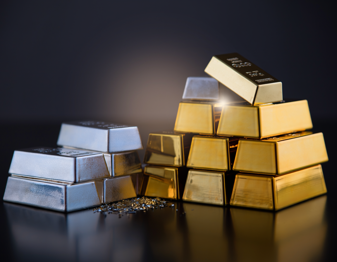 gold and silver bars together