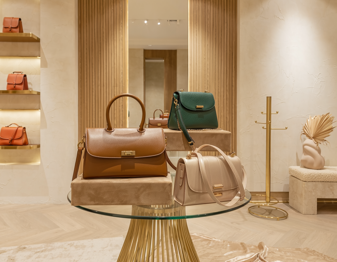 luxury handbag display boutique store