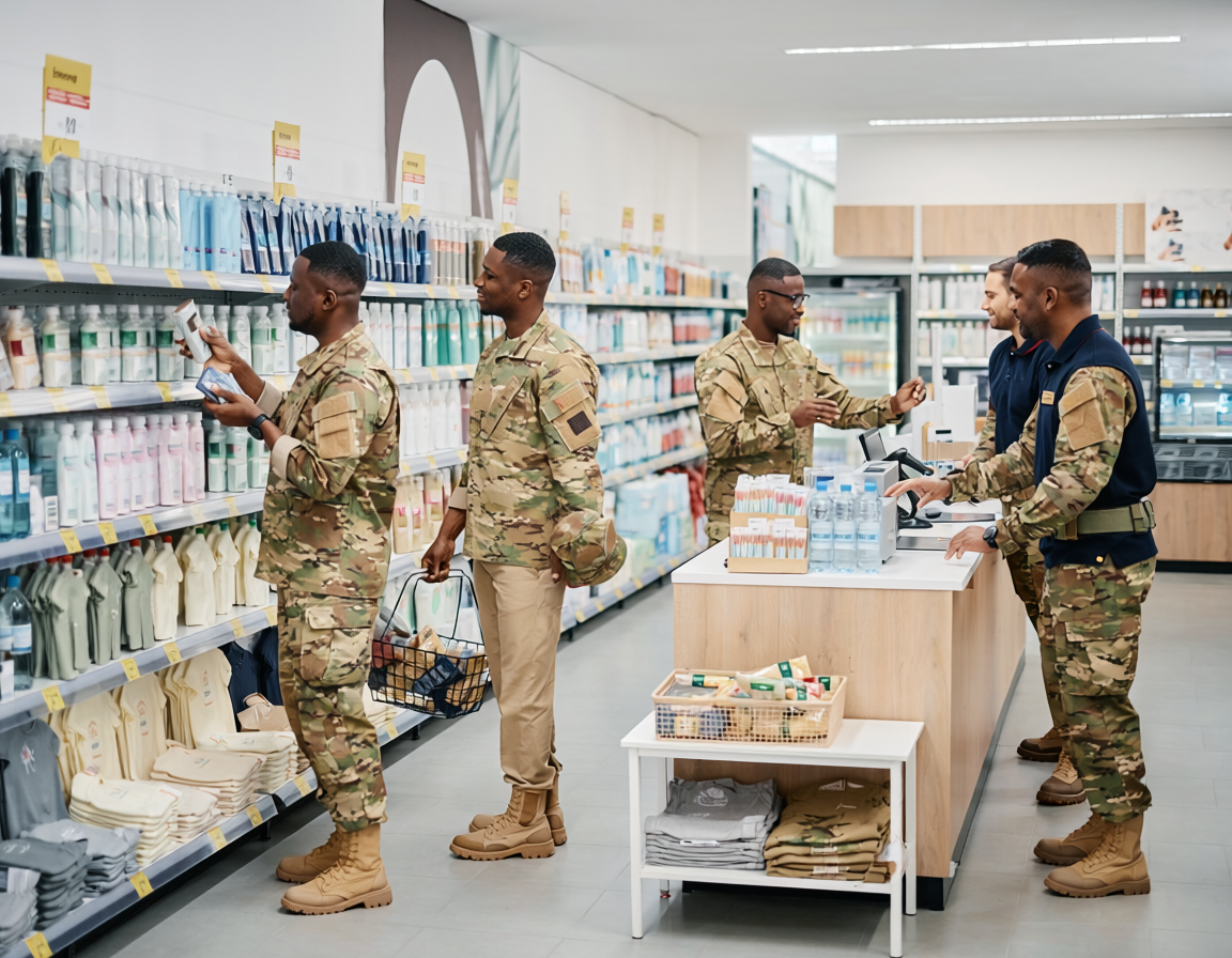 military base retail store shopping soldiers modern store interior