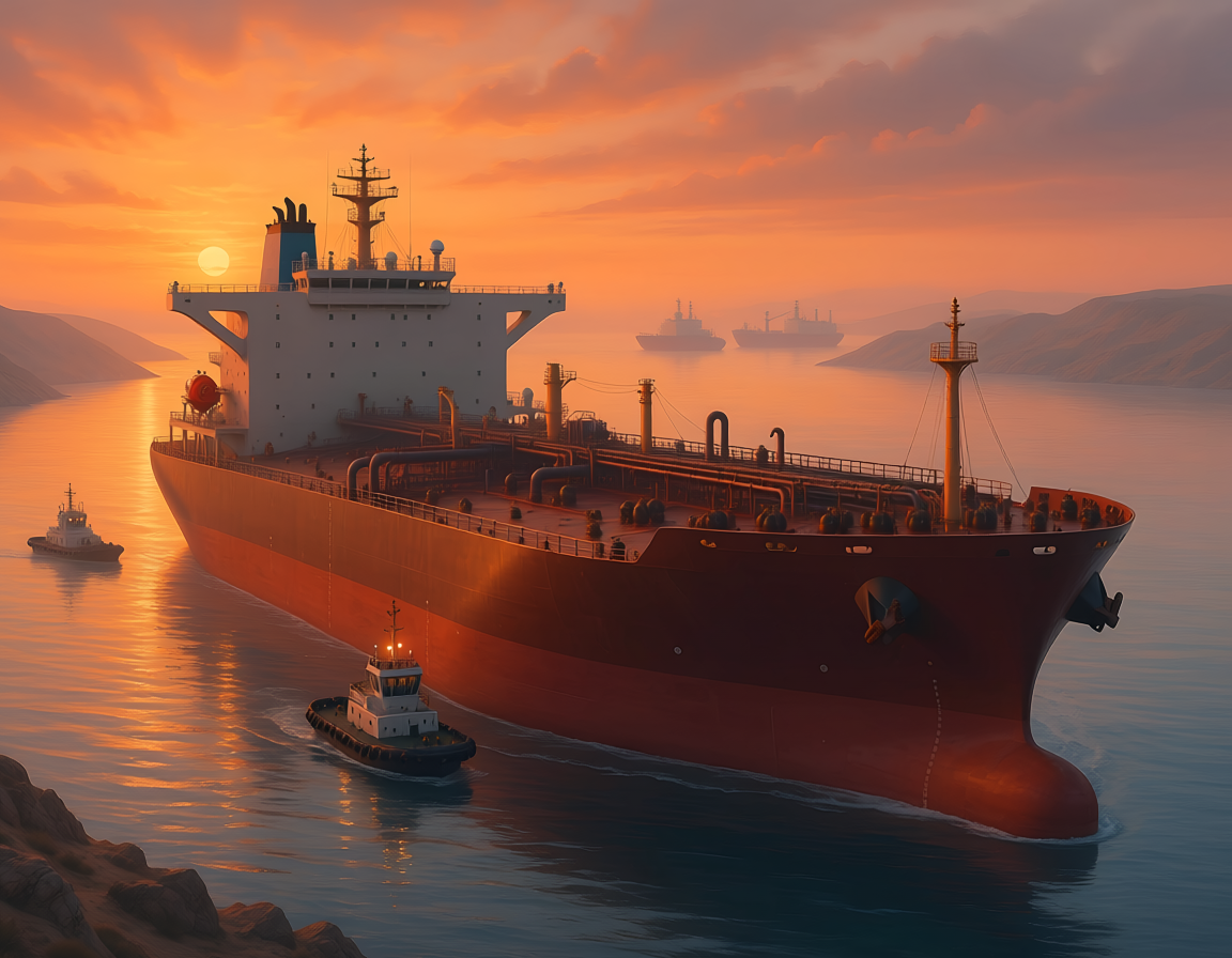 oil tanker strait of hormuz sunset recovery