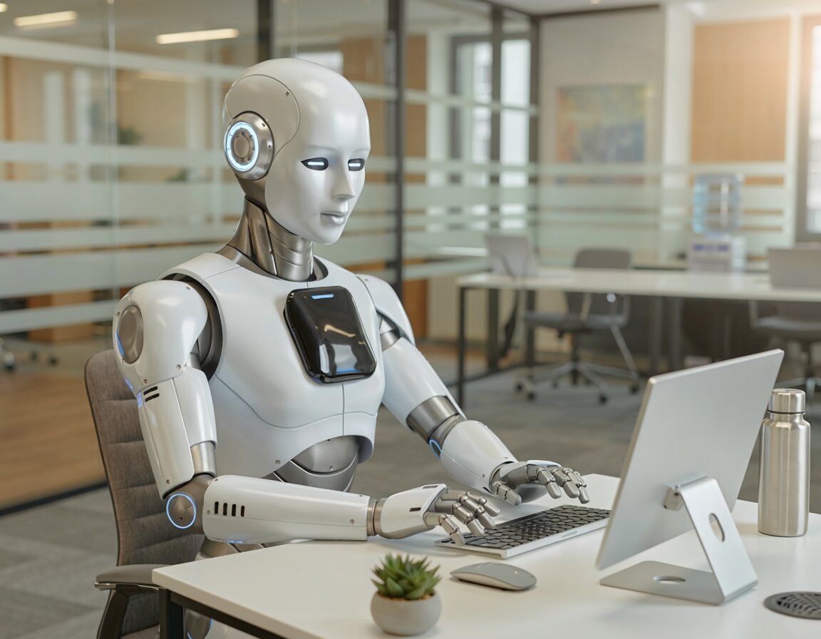 robot in corporate office workspace