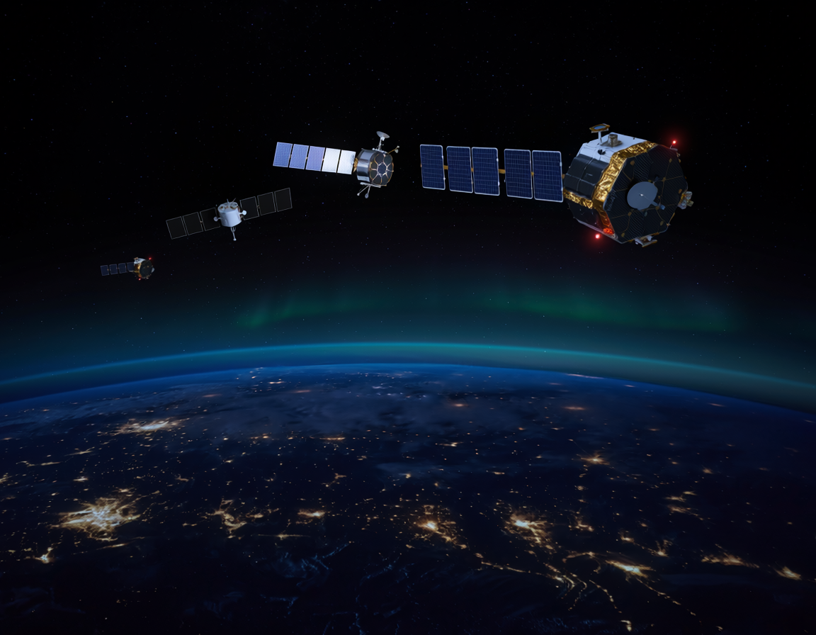 satellite constellation space earth night