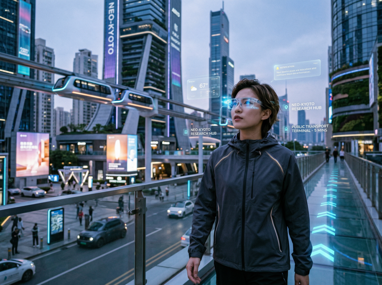 smart glasses augmented reality futuristic city user