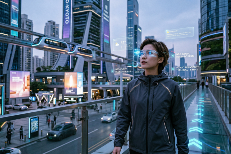 smart glasses augmented reality futuristic city user