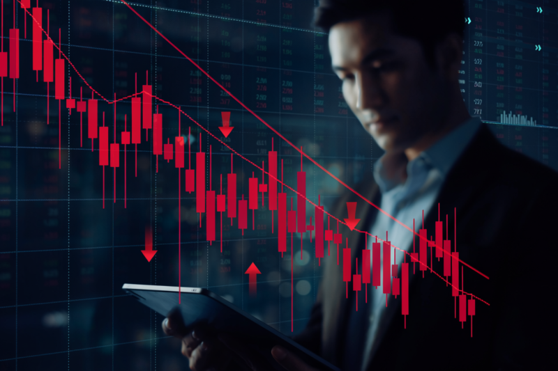 stock market crash red chart falling corporate earnings