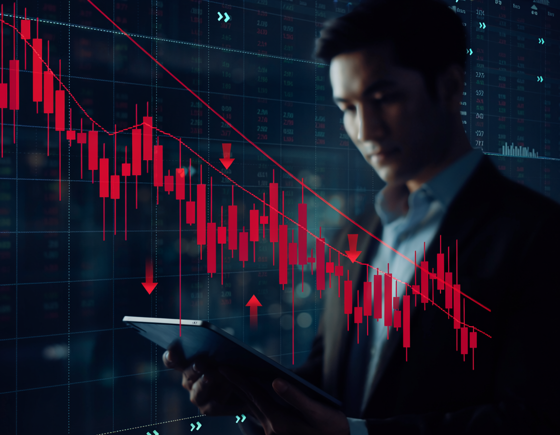 stock market crash red chart falling corporate earnings