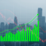 stock market resilience green charts vs crisis background
