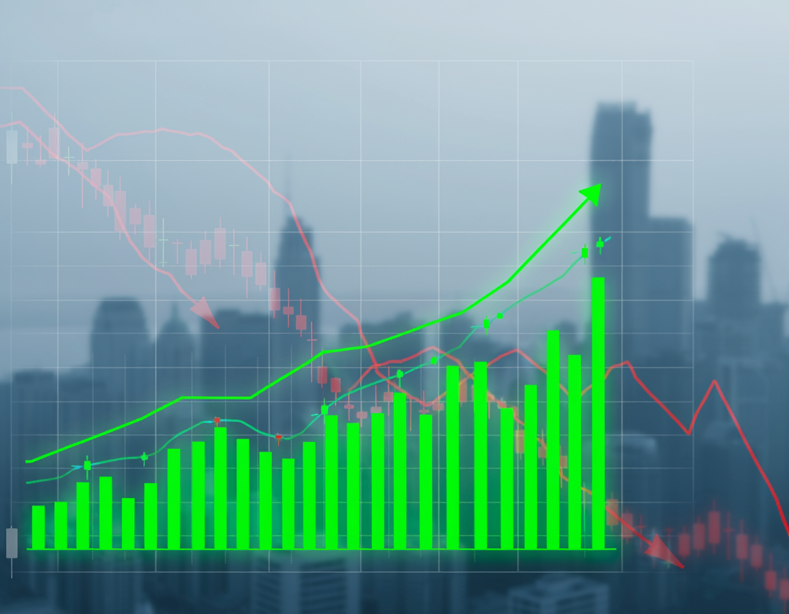 stock market resilience green charts vs crisis background