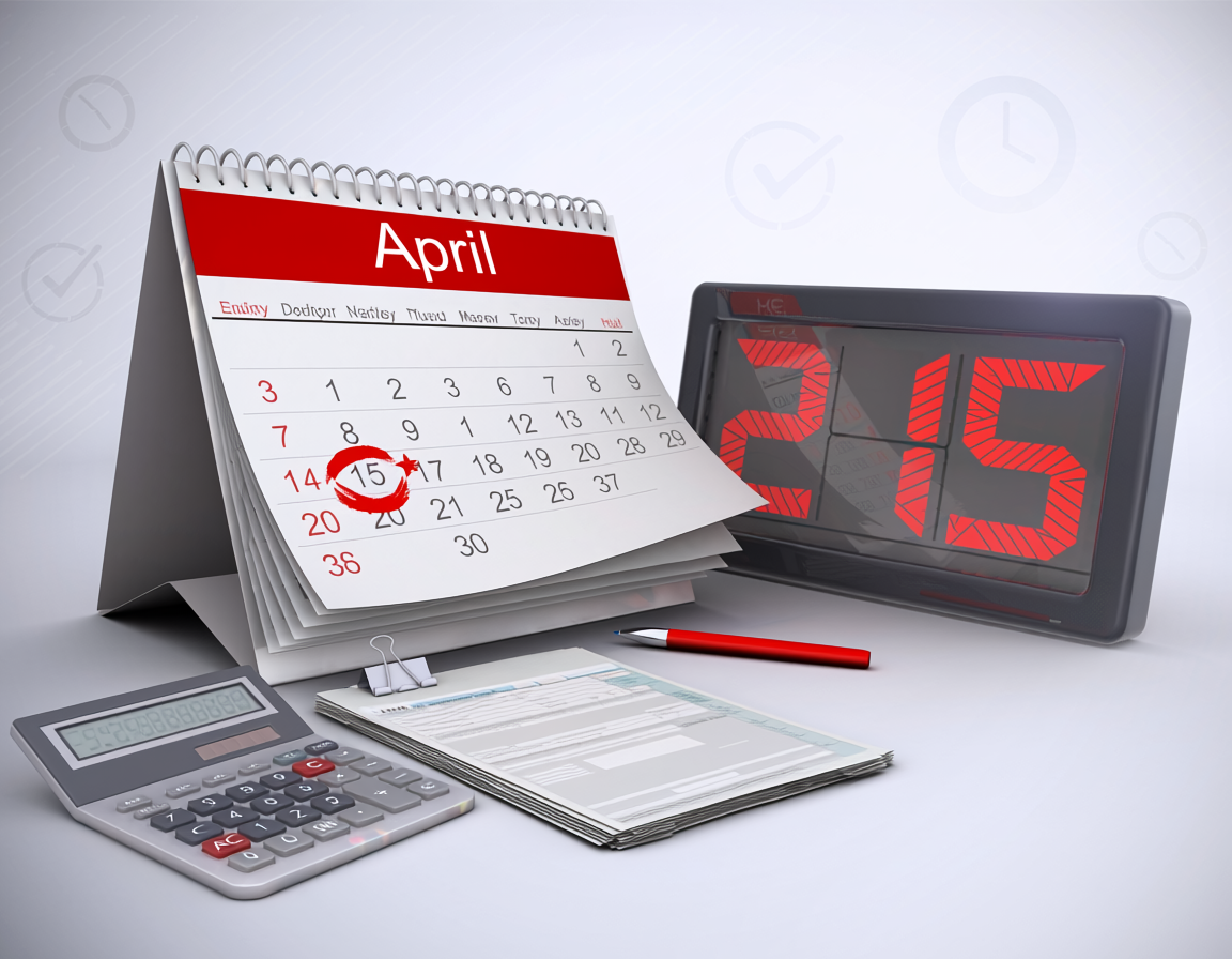tax deadline countdown calendar April 15 urgency concept