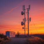telecom tower network sunset