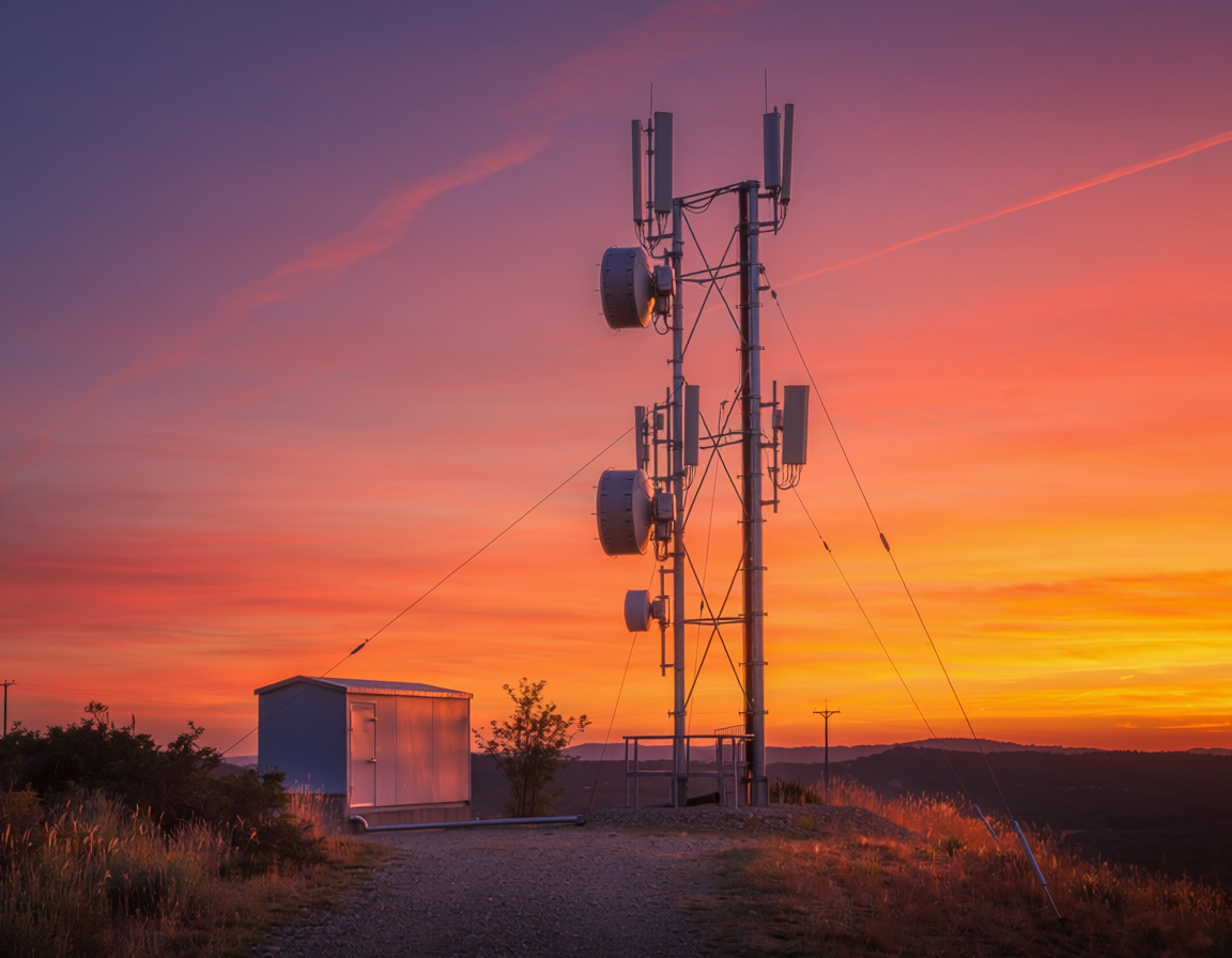 telecom tower network sunset