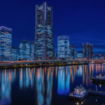 tokyo financial district skyline night