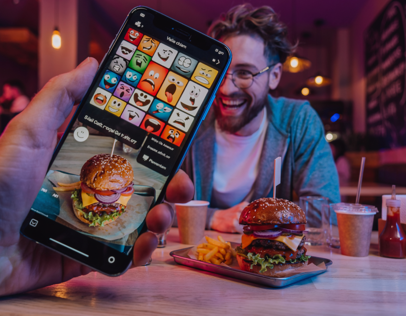 viral social media reaction phone screen memes burger