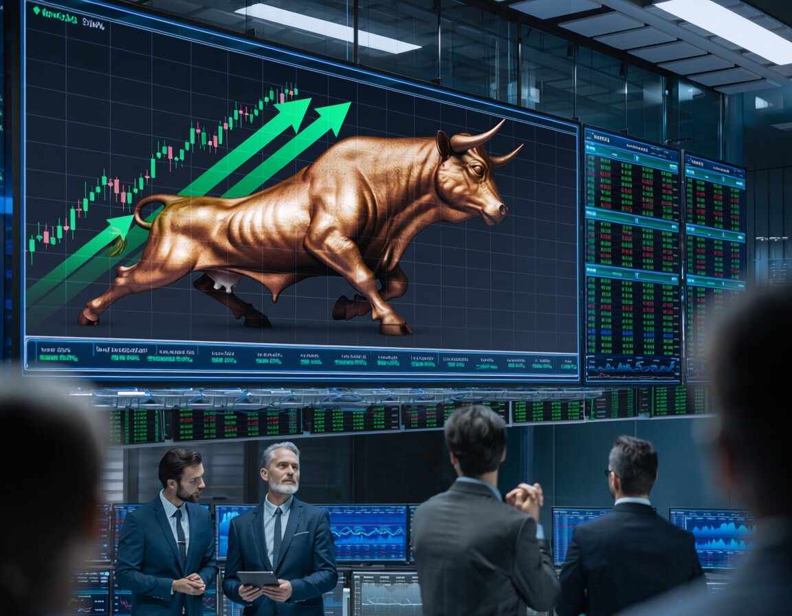 wall street bull run digital screen