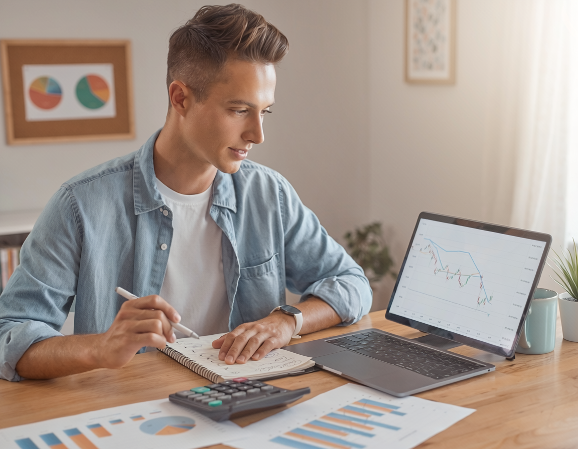 beginner investor planning finance desk charts