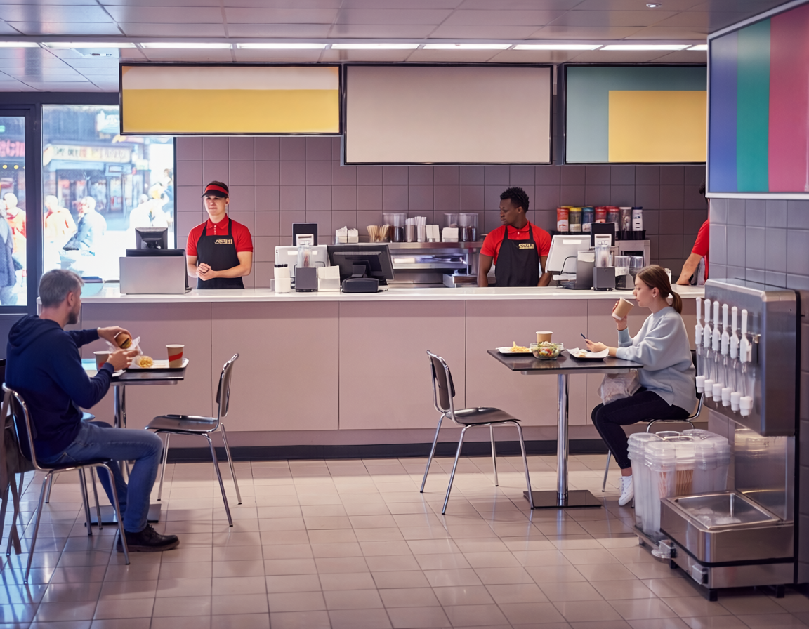 fast food restaurant customers fewer visitors
