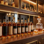 whiskey bottles luxury bar display